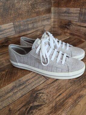 Keds Kickstart Gray Linen Look Chambray Low Sneakers - 10